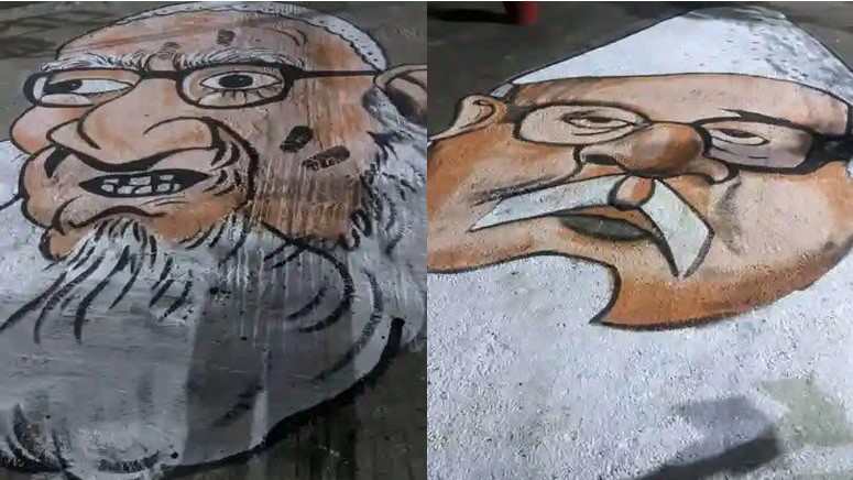 জগন্নাথ হলের সড়কে ছাত্রদের আঁকা গোলাম আজমদের ছবি মুছে দিল প্রশাসন